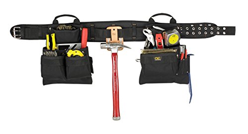 Custom Leathercraft5608 4 Piece Carpenter's Combo Tool Belt, Double-Tongue Steel Roller Buckle, 17-Pocket - style: 17-Pocket Tool Belt