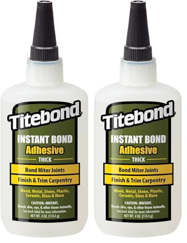 Titebond Instant Bond Thick Adhesive, 8-Second Bond, Home Repair, Woodworking, Crafts, Moldings, Picture Frames, 4 oz. 6222 (Pack of 2) - size: 4 oz. (Pack of 2)