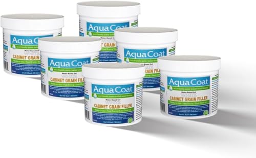 Aqua Coat Water-Based White Cabinet Wood Grain Filler Gel – Fast Drying, Low Odor White Wood Filler, Sandable & Paintable for Interior & Exterior Repairs, Upgrades & Restorations (6 Quarts) - size: 6 Quarts