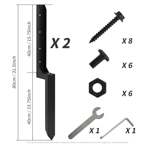 2 Pack Heavy Duty Steel Fence Post Repair Stakes, for Tilted Wooden Posts