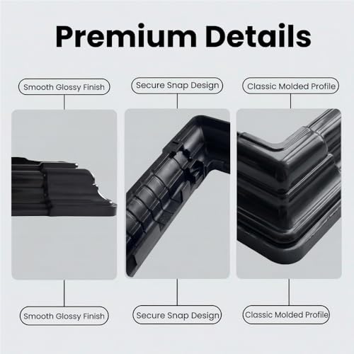 6 x 6 Inches ABS Post Sleeve, Adjustable Skirt, Black, 4 Pack - color: 4Pack-Black