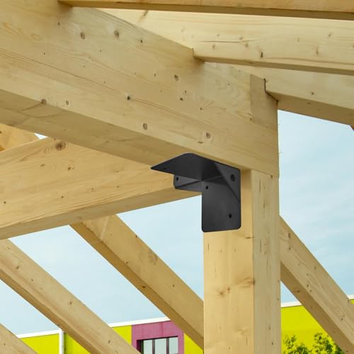 Pergola Bracket Kit 4''x4'', 4pcs 3-Way Right Angle Corner Bracket with Screws Pergola Corner Brackets for Gazebos Patio Pergolas Wooden House