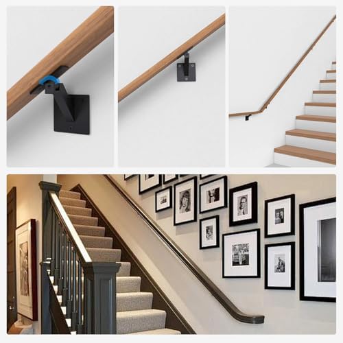 4 Pcs Handrail Bracket Black Iron Staircase Handrail Brackets
