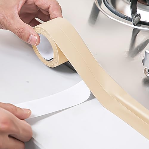 3 Rolls Caulk Tape Waterproof Sealing Self Adhesive, Caulking Sealant Strip for Bathroom Toilet Kitchen with Sealing Tool