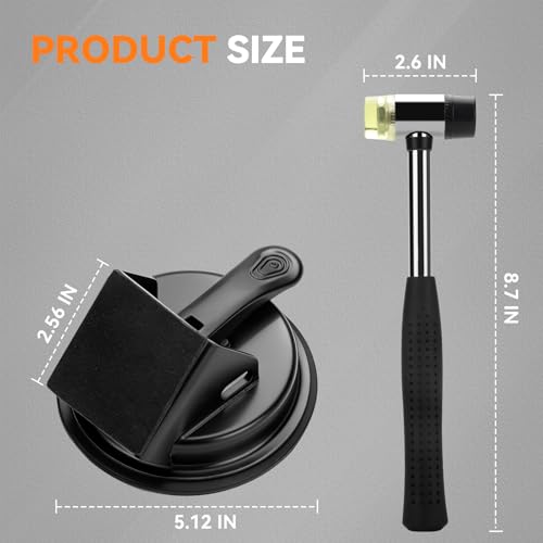 Floor Gap Fixer Tool - 45° Dual-Sided Strike, Floor Suction Cup Tool for Gaps with Crack Cleaner, Mallet & 5 Sticky Pads - Laminate Floor Gap Repair Tool, Flooring Tools Kit (single head)