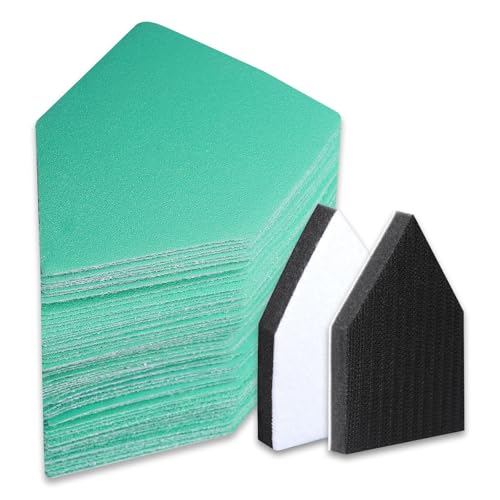 80PCS 3.5 x 2.5in Sander Detail Sandpaper and 2 Cushion Pads