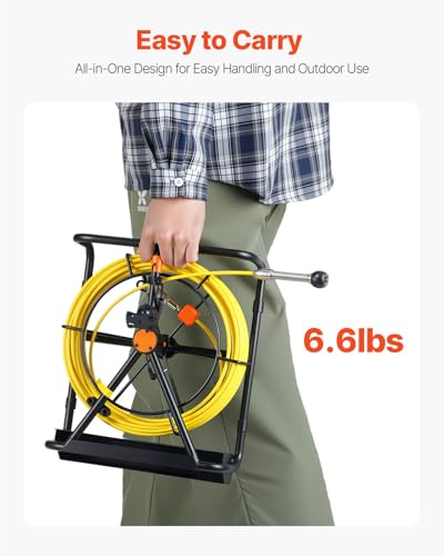 VEVOR Sewer Camera, 65.6FT Snake Cam with DVR Video, Pipe Inspection Equipment 4.3 inch LCD Screen, Industrial Borescope Endoscope Waterproof IP68 with LED Lights, for Duct HAVC Drain Pipe Plumbing - size: 66ft/20m, style: 4.3'' Screen with DVR Function