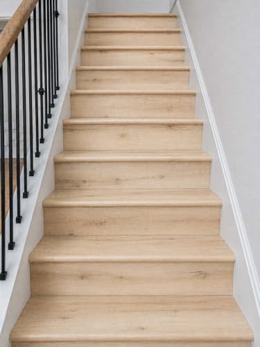 Luxury Vinyl Plank Flush Stair Nose Kit – Tread + Riser Combo (French Oak) - color: French Oak