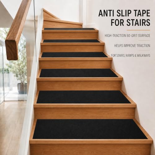 Black Anti Slip Tape, 36 in x 20 ft, 80 Grit Wide Grip Tape - color: Black, size: 36" X 20FT