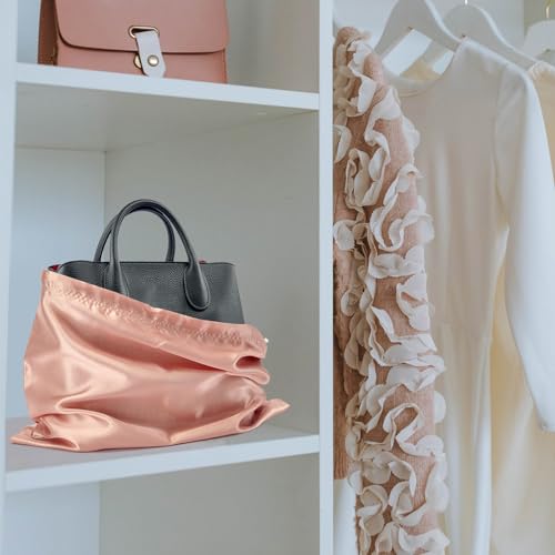 3Pack Drawstring Dust Bags for Handbags Silk Purses - color: Pink, size: 23.6×19.6 in