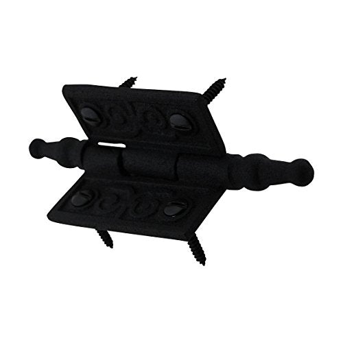 Renovators Supply Manufacturing Black Cabinet Door Hinge 2 in. Rust Resistant Wrought Iron Butt Hinge Victorian Steeple Tip Flush Mount Hinges with Hardware - size: 2 inches - Pack of 1