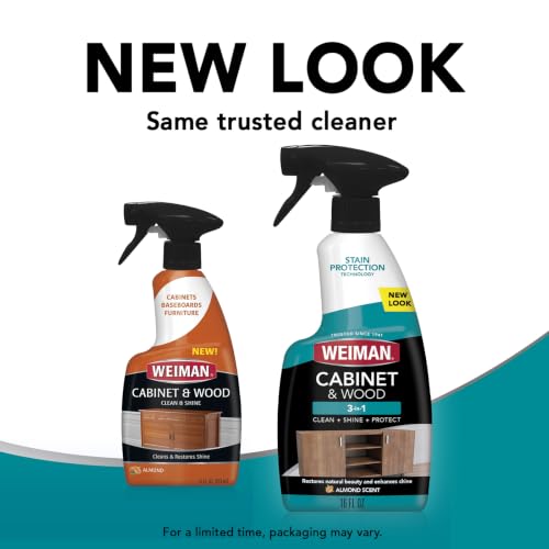 Weiman Cabinet and Wood Cleaner, Shine, Clean and Protect Spray - For Wood Cabinets, Furniture, Tables, Baseboards, Trim and more, 16 oz, 2 PACK with MicroFiber Towel - size: 16 Ounce (Pack of 2)