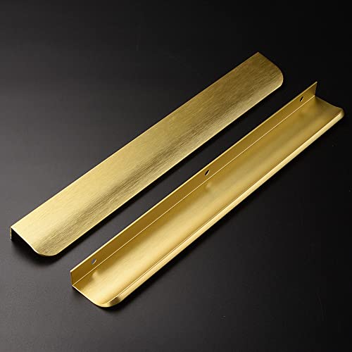 Satanga 10 Pack 10 Inch Hole Center Brushed Brass Cabinet Pulls Aluminum Finger Pull for Cabinets Cupboard Cabinet Pulls Long Drawer Pulls Wardrobe Cabinet Handles Overall 11.81 Inch - color: Gold, size: 10"Hole Center 11.8" Overall Length