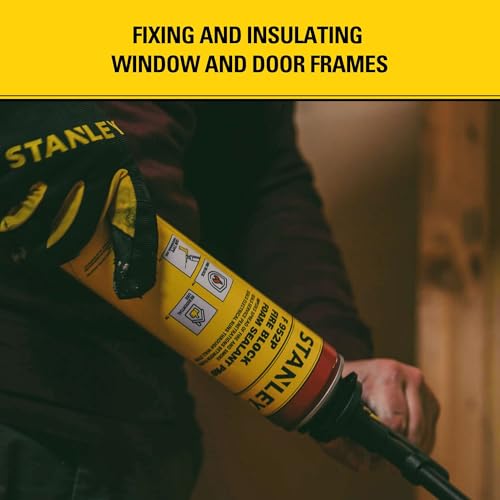 Stanley F952P Fire Block Spray Foam Sealant (1x24 Oz.) – Expanding Polyurethane Foam Insulation, High Yield, Heat Resistant, Gun Grade Application | Gun NOT Included | 24 Oz. 1 Pack - color: Fire Block Pack, size: 1 Pack