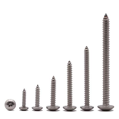 #10 x 1-3/8" Stainless Steel Truss Head Self Tapping Screws, 304 SS (18-8), Phillips Drive, Corrosion Resistant Screws for Wood, Metal & Sheet Metal Projects, 50 Pack - size: #10 x 1-3/8"