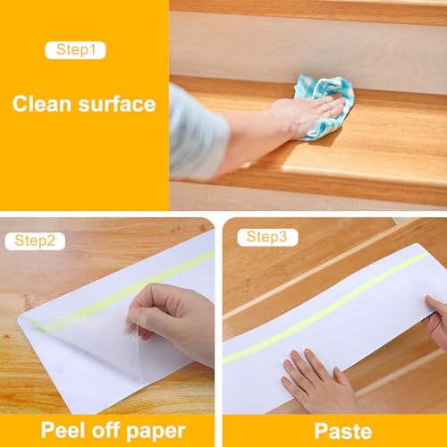 Qingluan Anti Slip Tape, Waterproof Self Adhesive Glow Green Transparent 4" x32.8Ft Grip Tape - color: Transparent Glow in The Dark Green, size: 4 Inch x 32.8ft