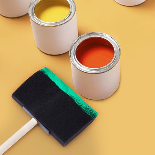 3pcs Foam Paint Brushes, 4 Inch Wood Handle Sponge Paint Brush, Sponge Painting Tool for Details, Staining, Varnishes, Large Area and DIY Craft Projects- Black - color: Black-3pcs-4"
