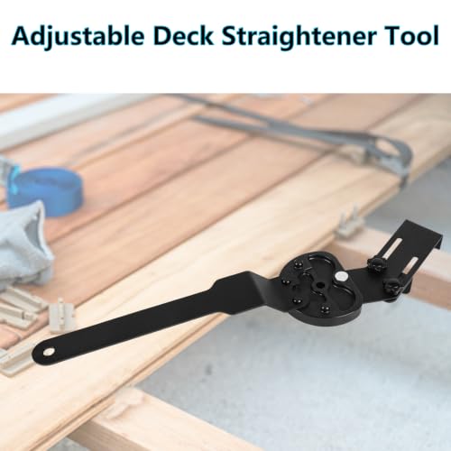 Deck Board Straightening Tool, Heavy Duty Wheeled Deck Straightening Tool, Adjustable Straightening and Locking Tool for Faster & Easier Deck Installation, Suitable for Wooden & Metal Decks