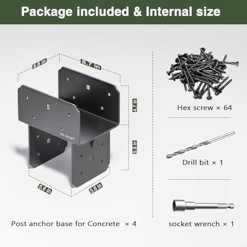 4Pack Post Tie Bracket Stainless Steel Beam Connector (Internal Size: 5.6") Wood Post to Beam Supporting Bracket Base Anchor(for Actual Size: 5.5"x5.5"/5.5"x7.5" Lunber) - size: P6x6-B(6x6/6x8), style: 4Pack