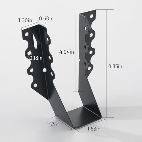 WellMade 2x6 Joist Hanger, Heavy Duty Carbon Steel Black Finish, 24 Pack Wood Connector for Deck Framing, Floor Joists & Structural Support