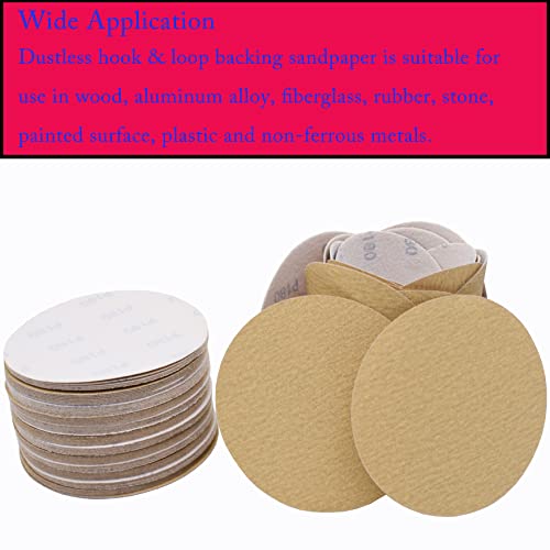waltyotur 100Pcs Hook and Loop Sanding Discs 6 Inch NO-Hole 120-Grit Sandpaper Sanding Discs Hook and Loop Backing Sandpaper Aluminum Oxide Round for Polishing Accessories - size: 120-Grit, style: 6 Inch
