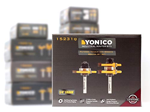 YONICO Router Bits Tongue & Groove Set 1/4-Inch Plywood Panel 2 Bit 1/4-Inch Shank 15231q - style: Plywood - Up to 3/4" Stock - 1/4" Stock
