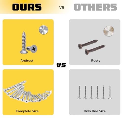 #6 x 1/2 inch Flat Head Wood Screws, 304 Stainless Steel Phillips Drywall Screws and Tapping Screws, High Hardness Screws for Drywall, Sheetrock, Wood (100 pcs) - size: #6 x 1/2"