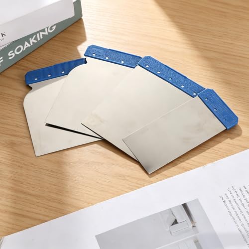 JIEYAO 4Pcs Stainless Steel Body Filler Spreader, 4 Sizes Metal Putty Knife Multipurpose Automotive Scraper Repair Tool for Applying Glaze, Plaster, Cement, Paint, and Wall Decoration Hand Tools