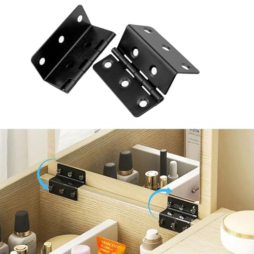 2-inch Cabinet Hinge Nickel Swing Transparent Expandable Hinges for DIY Furniture Such As Cabinets Boxes Doors and Wooden Cases Black with Mounting Screws 4PCS
