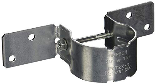 Simpson Strong-Tie PGT2Z-R PGT Pipe Grip Tie - for 2 in. Pipe, 12-Gauge ZMAX Galvanized Steel Construction, Provides Solid Wood Rail to Metal Post Connection