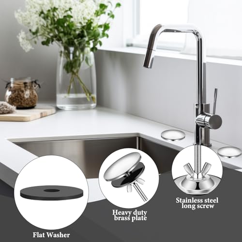 LEIFIDE 2 Pcs Kitchen Sink Faucet Hole Cover, Polished Chrome - color: Polished Chrome