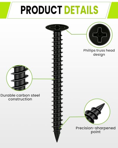 60pcs #6 X 2 Black Wood Screws,Long Screws for Wood,Rust Resistant Screw, - color: M3.5, size: #6 x 2" 60pcs