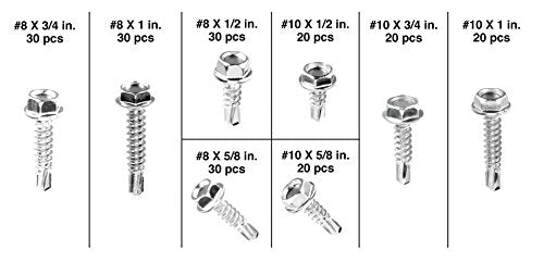 Performance Tool W5220 200-Piece Hex Washer Head Self-Drilling Screws Kit - style: 200pc Hex Washers Kit