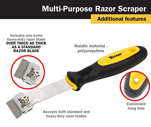Titan 11030 9-1/4-Inch Multi-Purpose Razor Scraper | Includes 1 Extra Heavy-Duty Razor Blade