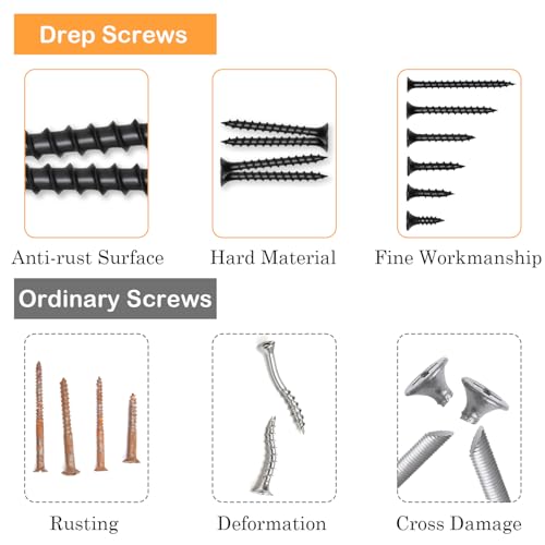 #8 x 2-1/2 Inch Drywall Screws Phillips Flat Head Black Oxide Screws 55 PCS, Wood Screws for Furniture Cabinet DIY - size: #8×2-1/2