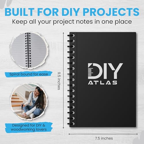 All-in-One DIY Project Notebook - Conversion Charts, Miter Angles, Bolt Sizes and Workshop Reference Guide - 120 Pages and 18 Laminated Reference Pages - Woodworking Planner