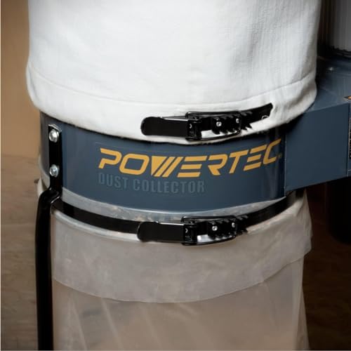 POWERTEC 70426 Dust Collector Bags and Clamp Set | 21" x 31" x 1 Micron Filter Upper Bag with 19-1/8 Inch Band Clamp and 5pc Clear Plastic Dust Collection Bags 20" x 43" - style: Dust collector bag set + band clamp