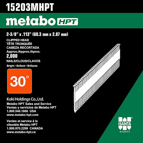 Metabo HPT 15203MHPT 2-3/8" x 0.113 Bright Ring Shank Round Head Offset Paper Nails | 2000 Count