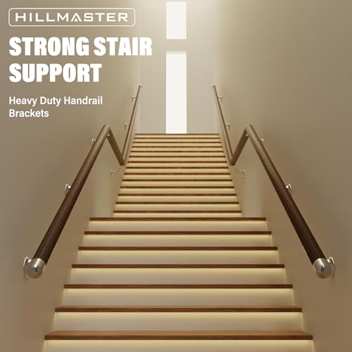 HILLMASTER Steel Handrail Bracket for Indoor Outdoor Stairs, Anti-Rust Hand Rail Brackets Hand Railing Brackets Strong Stair Support for Home Buildings Stairways Handrail,Satin Nickel, 6 Pcs - size: Satin Nickel-6Pcs