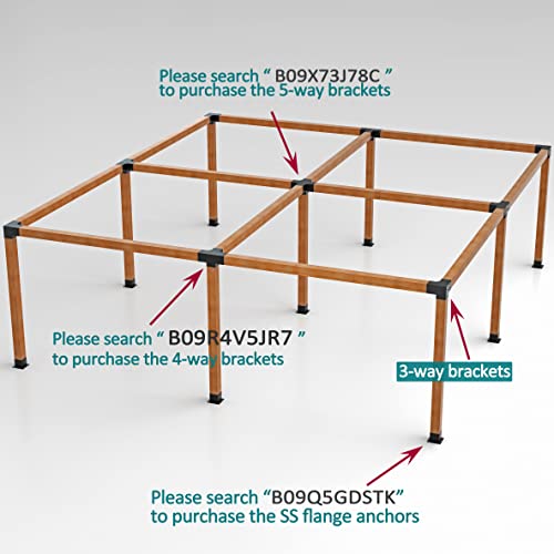 4PCS Pergola Brackets Stainless Steel 3-Way Right Angle Corner Pergola Bracket with Screws for 4x4 Inch(Actual: 3.5x3.5 Inch) Wood Beams,Pergola/Gazebo Kit