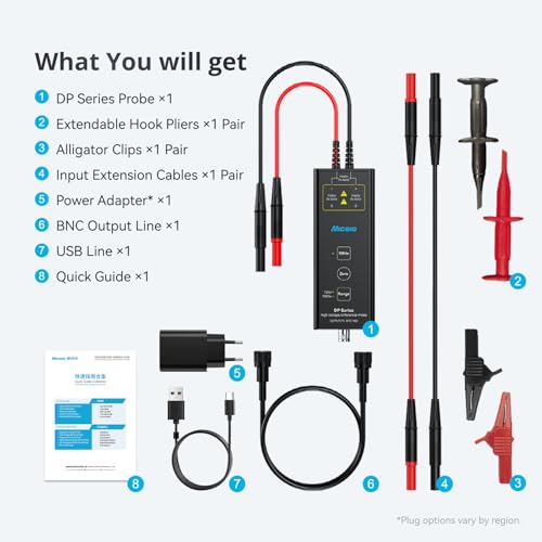 Micsig High Voltage Differential Probe Kit DP700, 3.5ns Rise Time 20X/200X - size: DP700