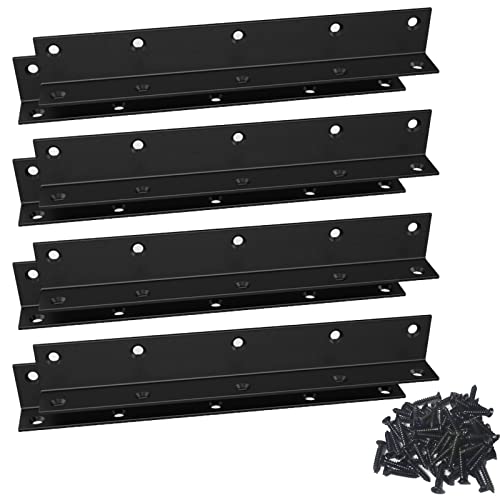 L Bracket,Heavy Duty Corner Brace,Stainless Steel Corner Bracket,Black Large Angle Brackets, Metal Braces for Wood Aufuga (4, 8x1x1) - size: 8x1x1