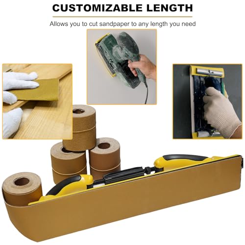 Total 20 Yards 2-3/4" Wide Continuous Sandpaper Roll Kit - 80 120 180 320 Grit Hook & Loop Backing Longboard Sanding Paper for Automotive, Woodworking Air File Long Board Sanders