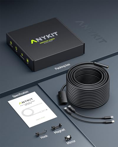Anykit Endoscope Camera with Light, 1920P HD Borescope - size: 50FT