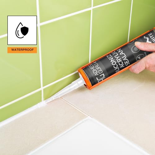 Adhesive Guru AG530 Siliconized Acrylic Sealant (10.5 fl oz), Waterproof Paintable Caulk for Bathtubs, Windows, Showers, Indoor Outdoor Caulking Weatherproof, White - 1 Pack - style: 1 Pack
