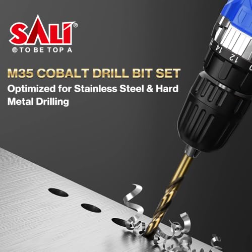 SALI Cobalt Drill Bit Set,10 Pack 13/64 Inch High Speed Steel Hex Shank Jobber Drill Bits, for Hardwood, Aluminum,Metal,Copper,Alloyed Steel - size: 13/64"
