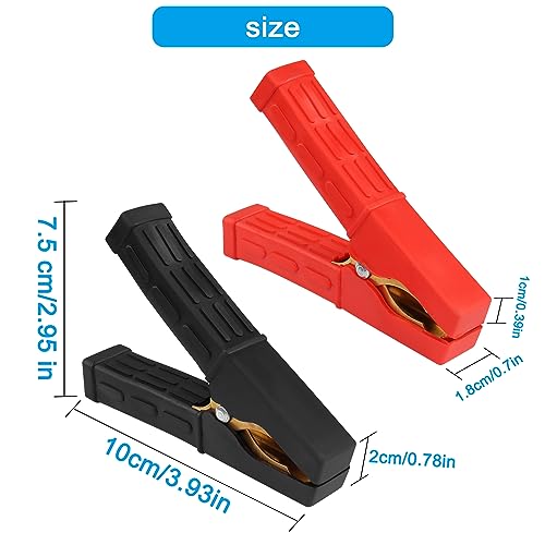 100A-500A Battery Jumper Clamps - Heavy-Duty Insulated Alligator Clips, Automotive Replacement Booster Cable Clamps - Red and Black