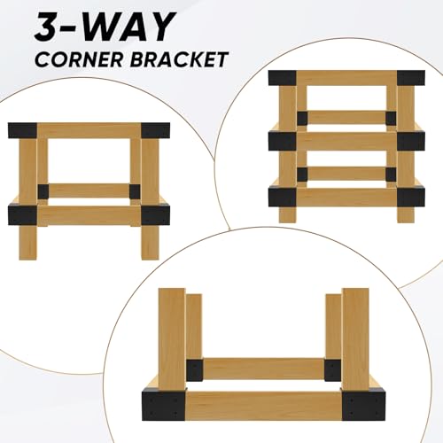 Workbench Brackets 4pcs,3-Way Right-Angle Corner Bracket for DIY Worktable - size: 4X4 and 2X4