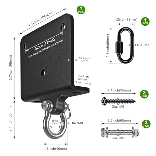 Dolibest Heavy Punching Bag Hanger, I-Beam Mount for Boxing Muay Thai, Wood Beam Hook for Weight Strength Training Systems, Aerial Yoga & Hammock, Resistance Band (1000 LB Capacity) - color: Black beam hanger- 180° rotation