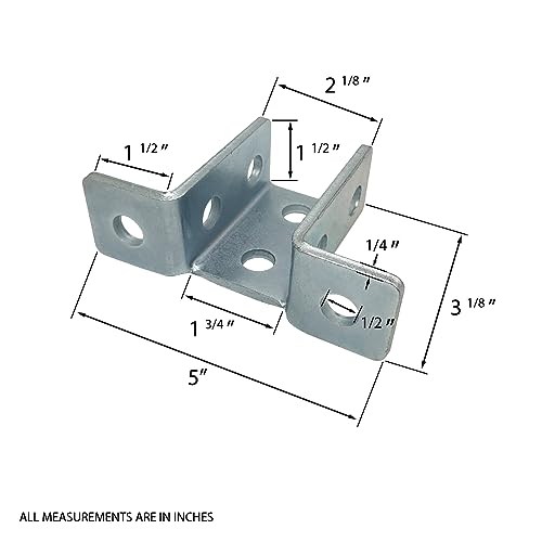 10 Pack - 8 Hole, Wing Shaped 90 Degree Connector Bracket for All 1-5/8" Strut Channel, 3 Way Cross Section - Heavy Duty, Electro-Galvanized (10)
